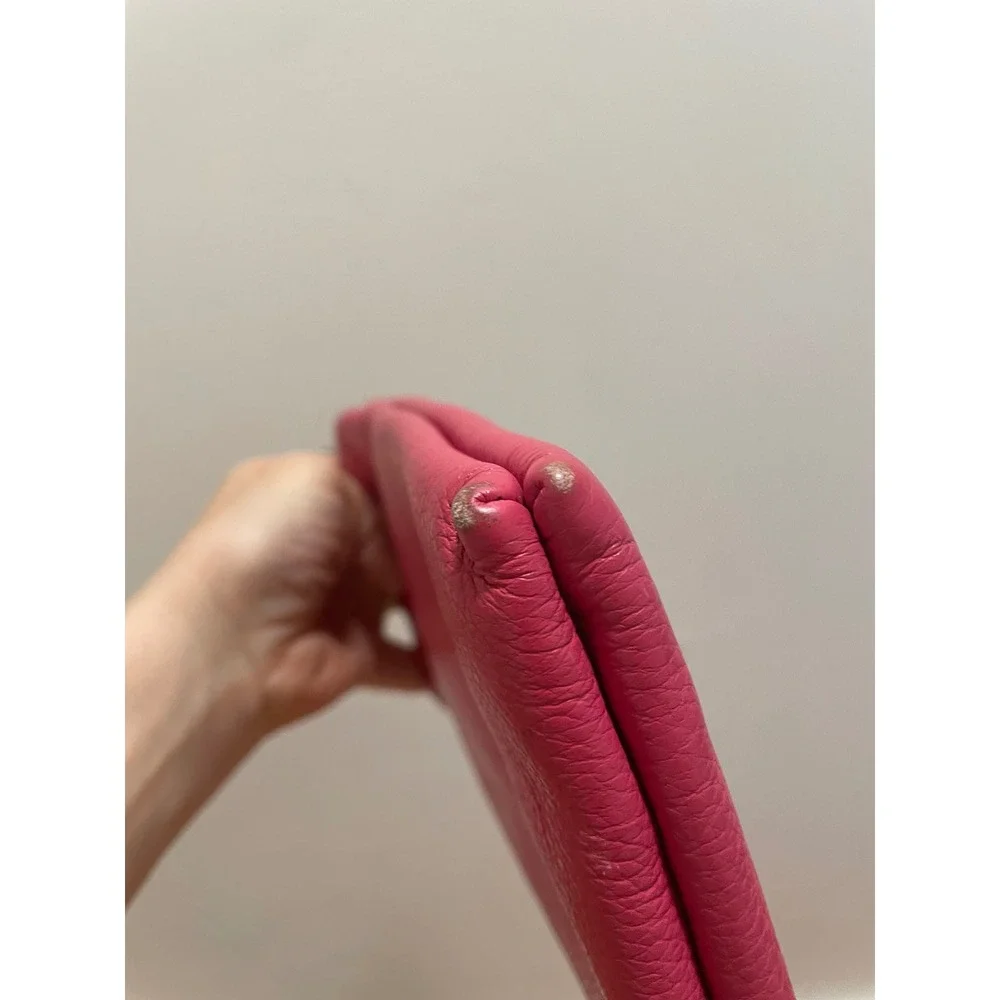 Coach Pink Pebbled Leather Double Zip Wallet Clutch Bag